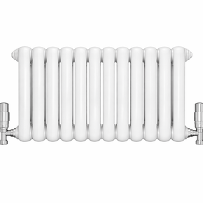 White radiator with chrome brackets  desginer round tube radiator