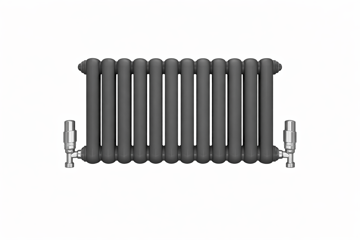Black radiator wall mounted round tube cast iron 