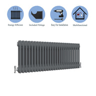 Horizontal Triple Column Radiator | Traditional Design | 1.5mm Steel | BS EN 442 Certified - Choice of Size