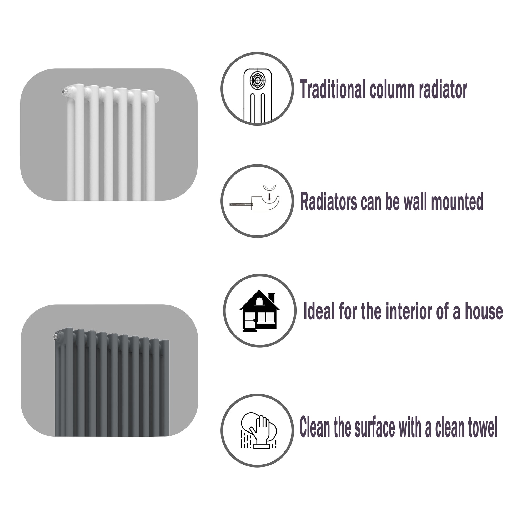 Oval Column Vertical Designer Radiator – Single or Double Panel | Premium Steel | modern Central heating Radiator | BS EN 442 Certified - Choice of Size