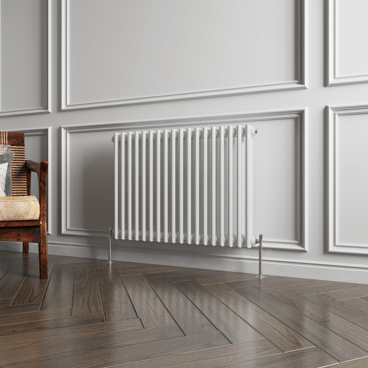 Horizontal Double Column Radiator |Traditional Design | 1.5mm Steel | BS EN 442 Certified - Choice of Size
