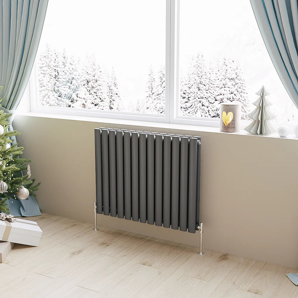 Horizontal Oval Column Designer Radiator – Single or Double Panel | modern Central heating Radiator | BS EN 442 Certified - Choice of Size