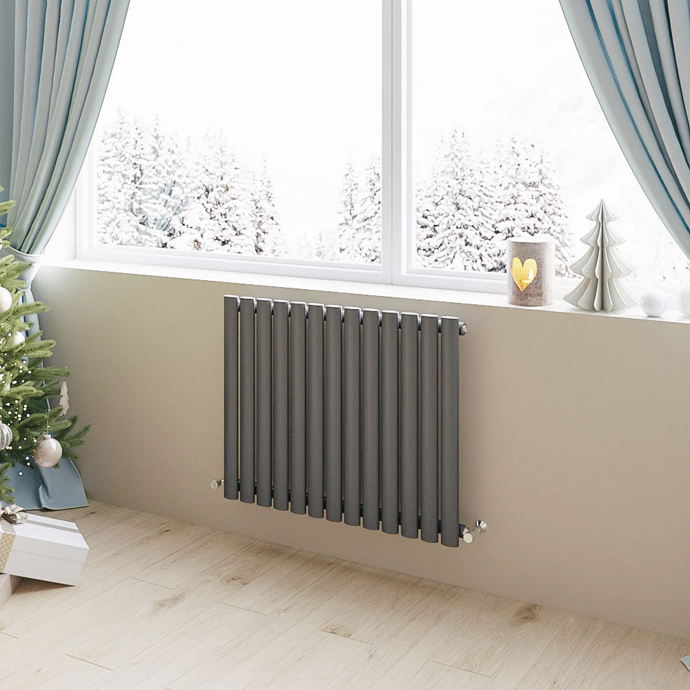 Horizontal Oval Column Designer Radiator – Single or Double Panel | modern Central heating Radiator | BS EN 442 Certified - Choice of Size