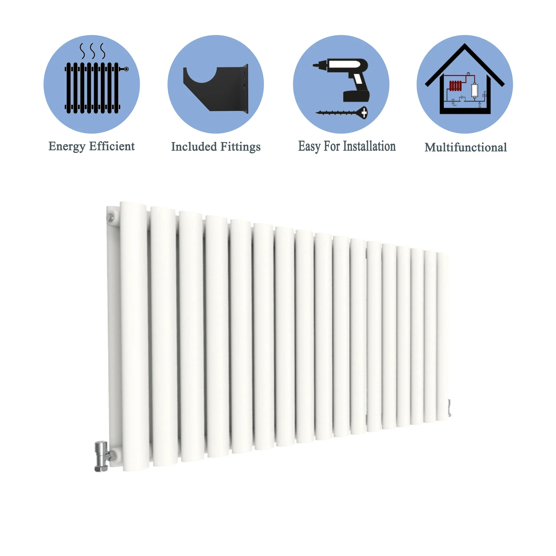 Horizontal Oval Column Designer Radiator – Single or Double Panel | modern Central heating Radiator | BS EN 442 Certified - Choice of Size