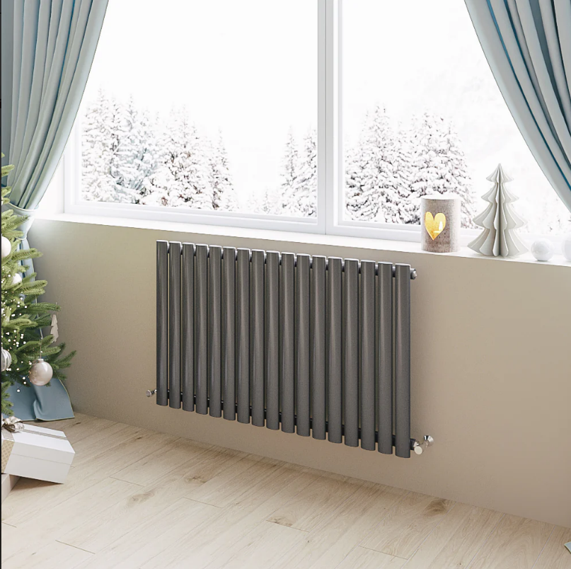 Horizontal Oval Column Designer Radiator – Single or Double Panel | modern Central heating Radiator | BS EN 442 Certified - Choice of Size