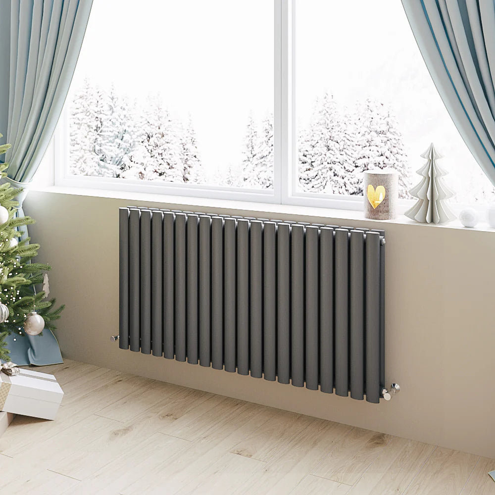 Horizontal Oval Column Designer Radiator – Single or Double Panel | modern Central heating Radiator | BS EN 442 Certified - Choice of Size