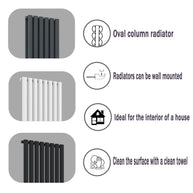 Horizontal Oval Column Designer Radiator – Single or Double Panel | modern Central heating Radiator | BS EN 442 Certified - Choice of Size