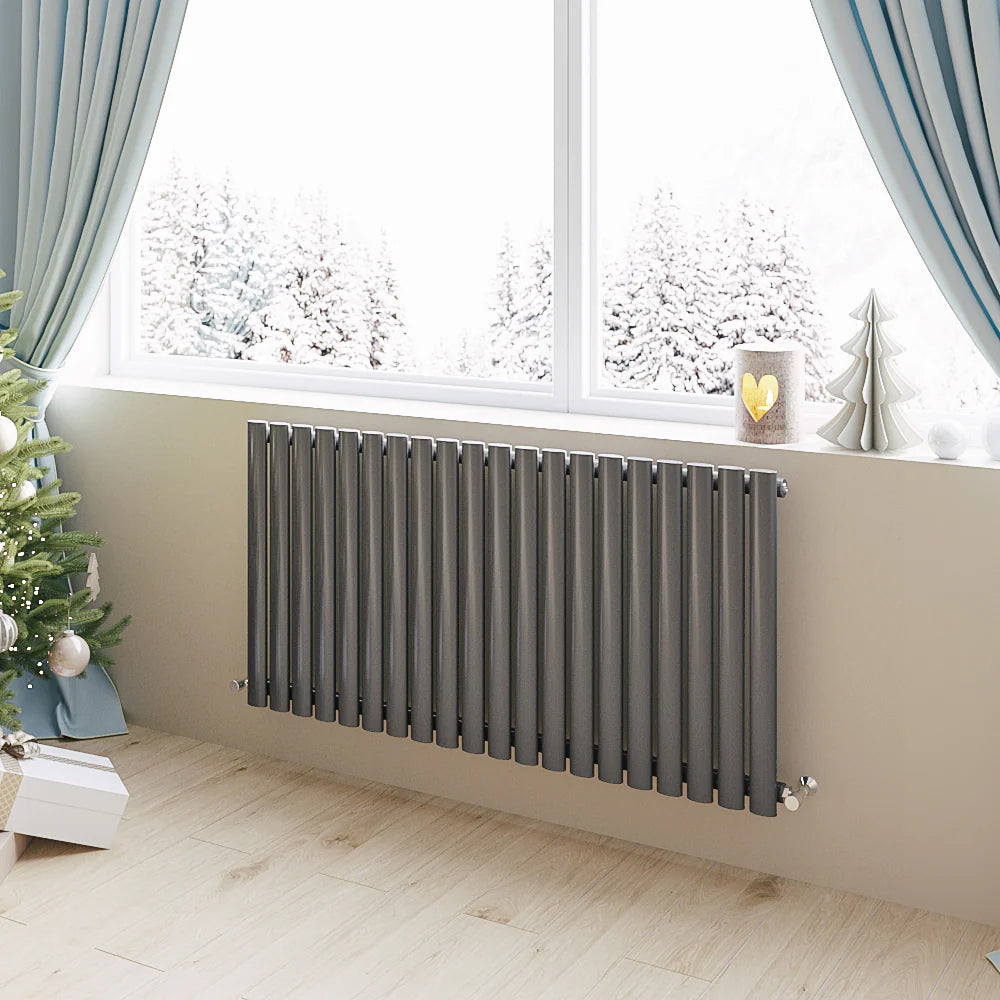 Horizontal Oval Column Designer Radiator – Single or Double Panel | modern Central heating Radiator | BS EN 442 Certified - Choice of Size
