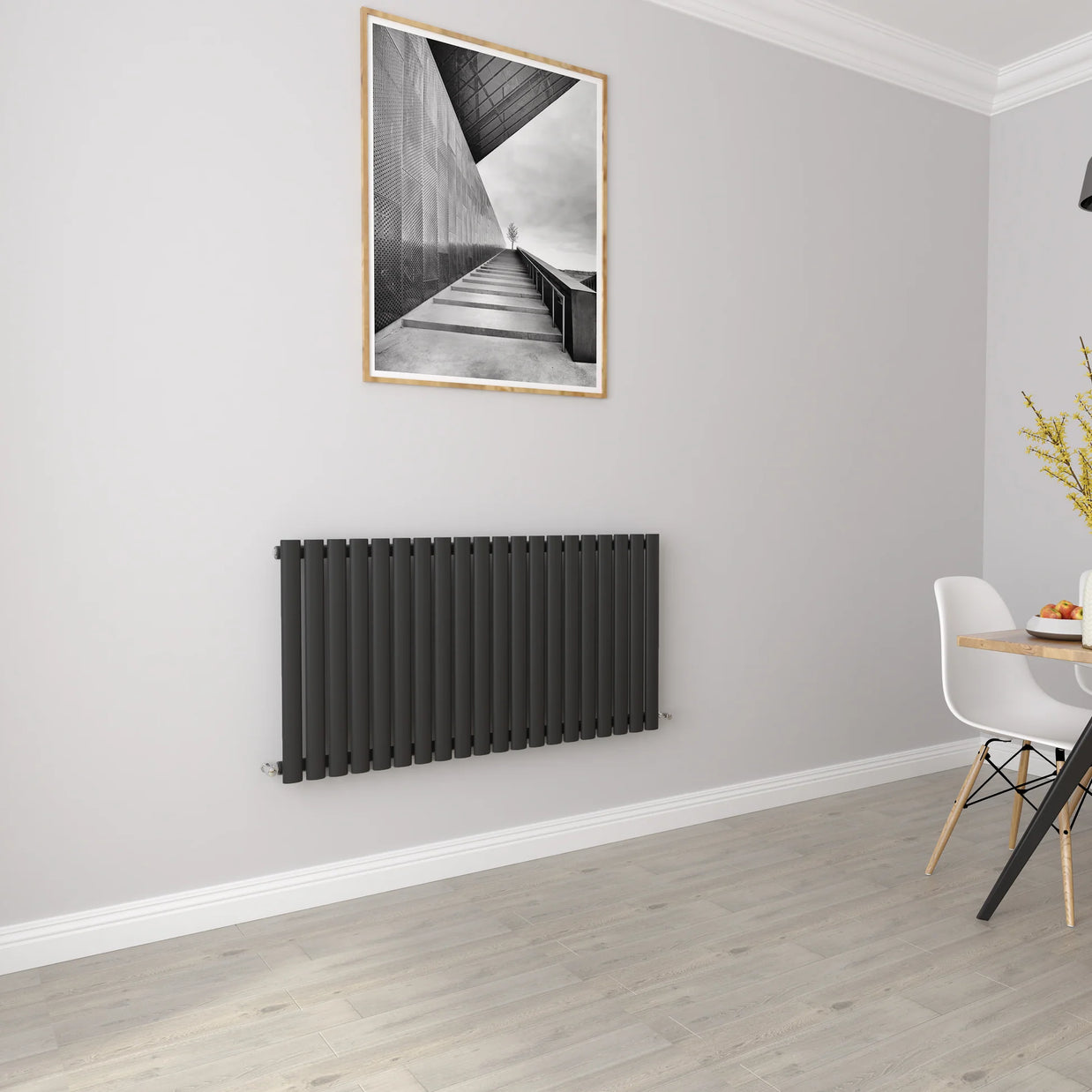 Horizontal Oval Column Designer Radiator – Single or Double Panel | modern Central heating Radiator | BS EN 442 Certified - Choice of Size