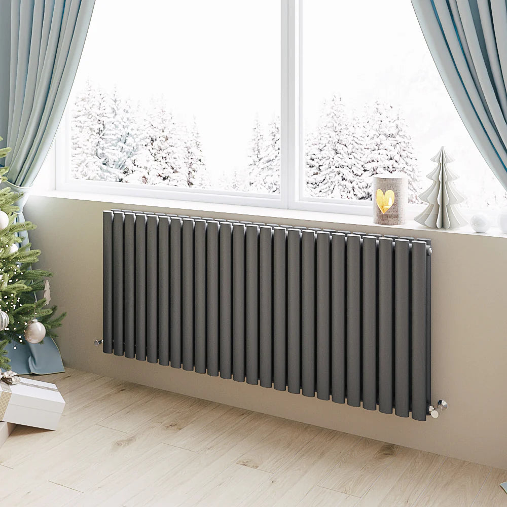 Horizontal Oval Column Designer Radiator – Single or Double Panel | modern Central heating Radiator | BS EN 442 Certified - Choice of Size