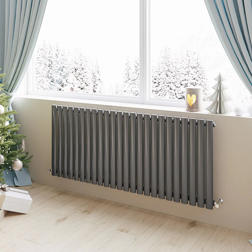 Horizontal Oval Column Designer Radiator – Single or Double Panel | modern Central heating Radiator | BS EN 442 Certified - Choice of Size