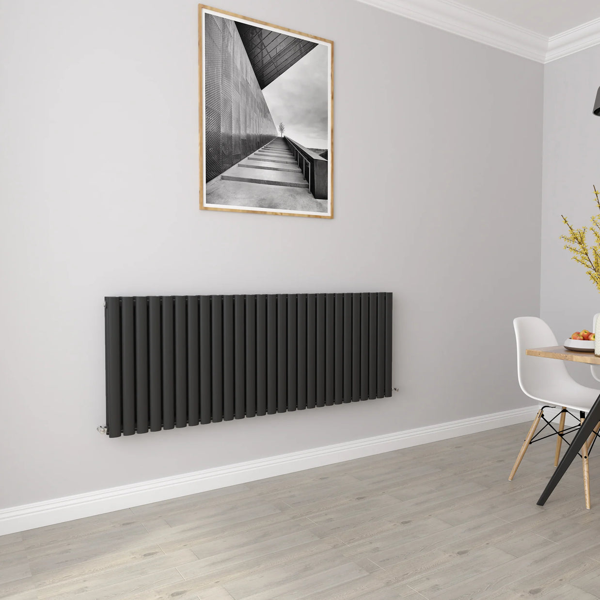 Horizontal Oval Column Designer Radiator – Single or Double Panel | modern Central heating Radiator | BS EN 442 Certified - Choice of Size