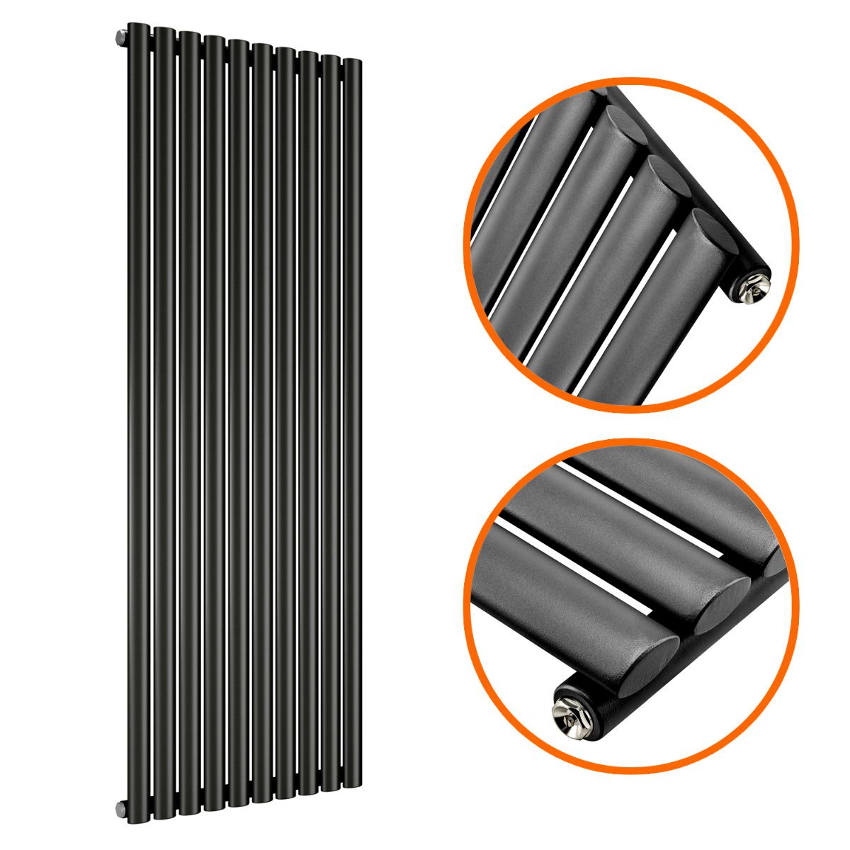 Oval Column Vertical Designer Radiator – Single or Double Panel | Premium Steel | modern Central heating Radiator | BS EN 442 Certified - Choice of Size