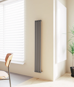 Oval Column Vertical Designer Radiator – Single or Double Panel | Premium Steel | modern Central heating Radiator | BS EN 442 Certified - Choice of Size