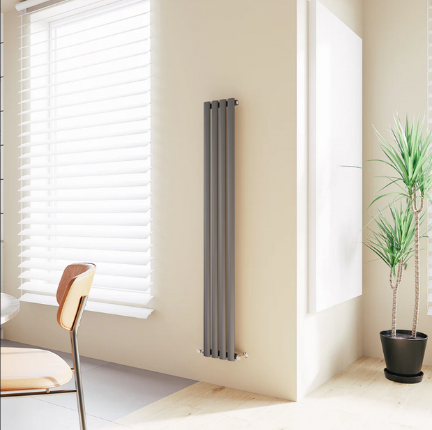 Oval Column Vertical Designer Radiator – Single or Double Panel | Premium Steel | modern Central heating Radiator | BS EN 442 Certified - Choice of Size
