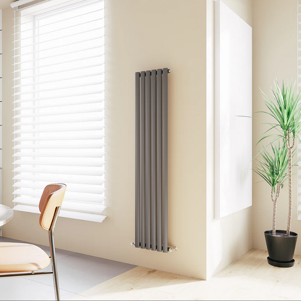 Oval Column Vertical Designer Radiator – Single or Double Panel | Premium Steel | modern Central heating Radiator | BS EN 442 Certified - Choice of Size