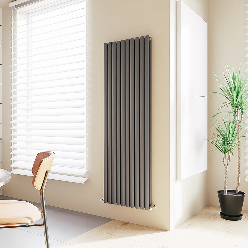 Oval Column Vertical Designer Radiator – Single or Double Panel | Premium Steel | modern Central heating Radiator | BS EN 442 Certified - Choice of Size