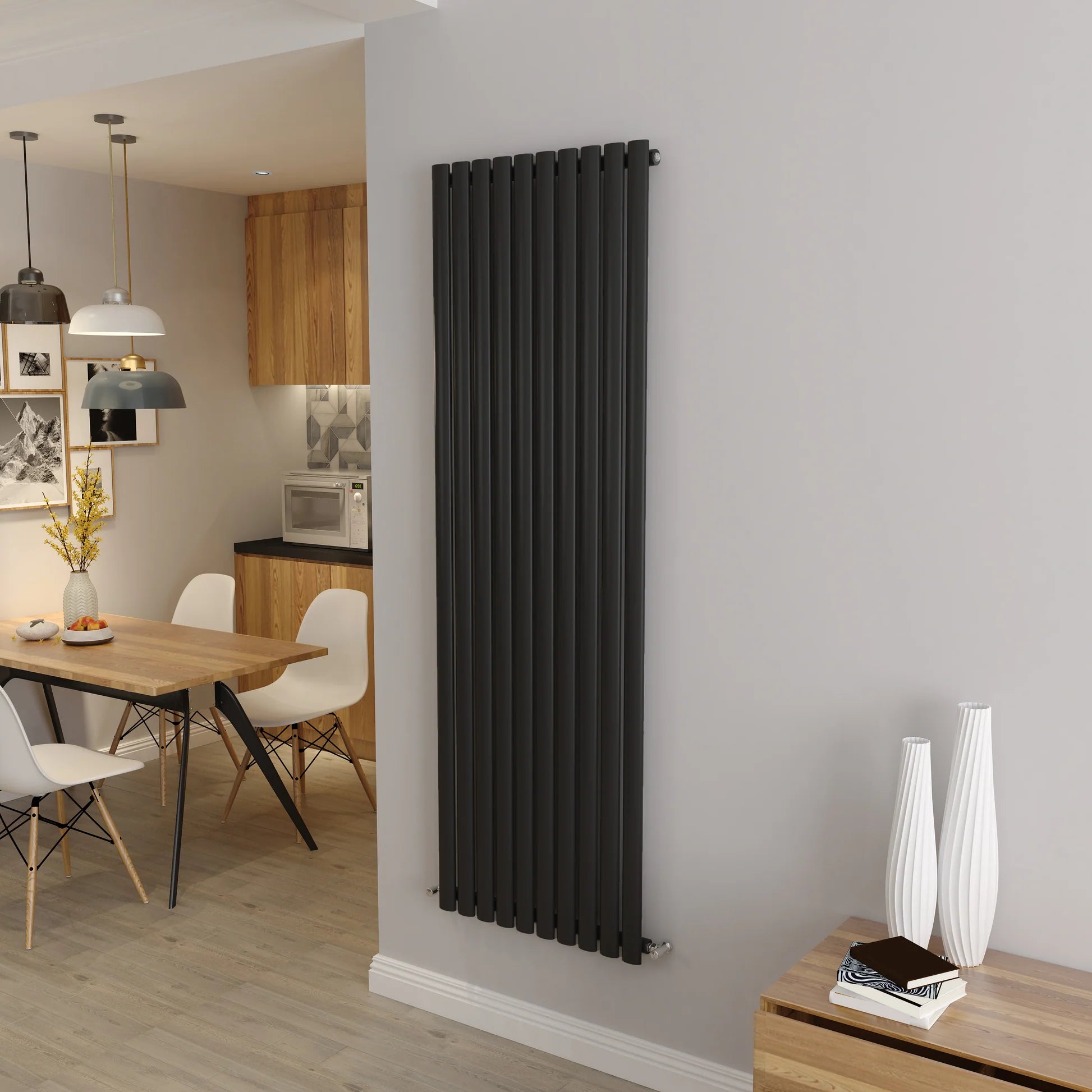 Oval Column Vertical Designer Radiator – Single or Double Panel | Premium Steel | modern Central heating Radiator | BS EN 442 Certified - Choice of Size