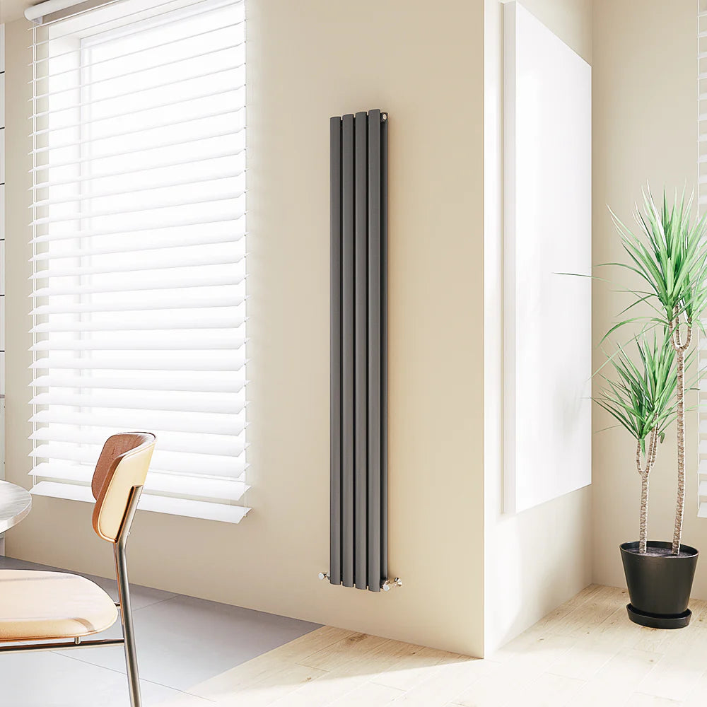 Oval Column Vertical Designer Radiator – Single or Double Panel | Premium Steel | modern Central heating Radiator | BS EN 442 Certified - Choice of Size