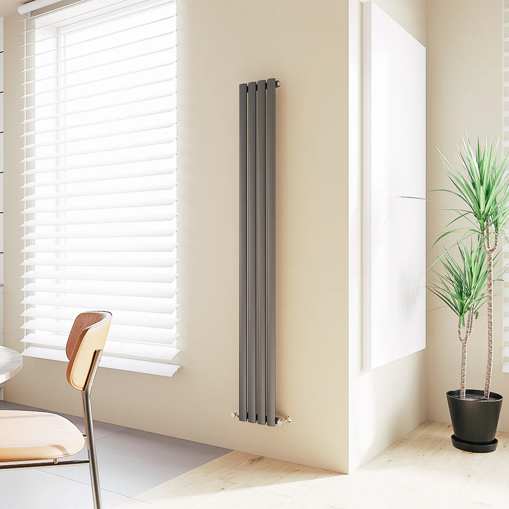 Oval Column Vertical Designer Radiator – Single or Double Panel | Premium Steel | modern Central heating Radiator | BS EN 442 Certified - Choice of Size