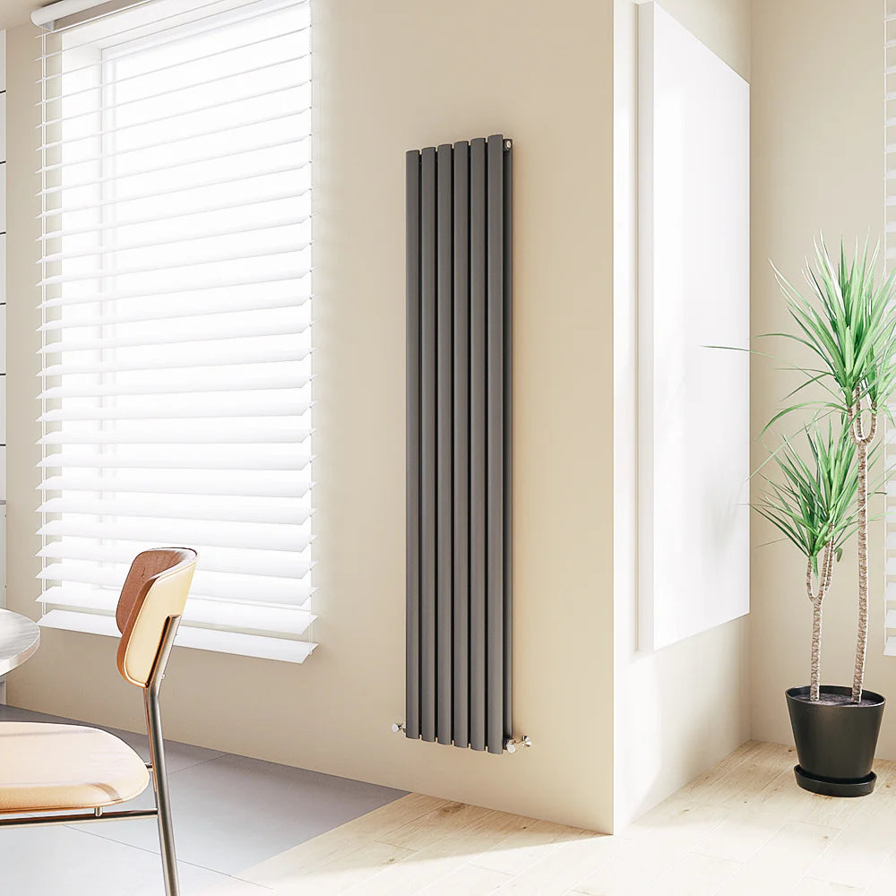 Oval Column Vertical Designer Radiator – Single or Double Panel | Premium Steel | modern Central heating Radiator | BS EN 442 Certified - Choice of Size