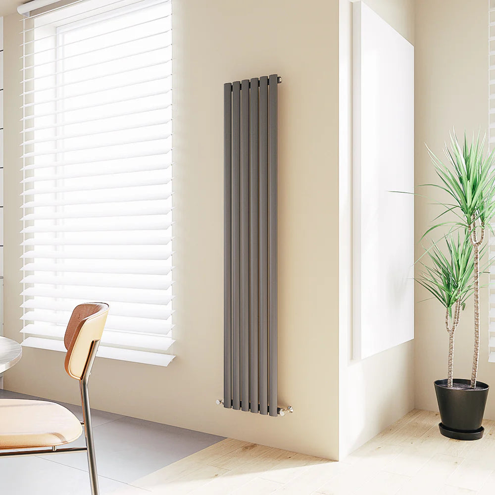 Oval Column Vertical Designer Radiator – Single or Double Panel | Premium Steel | modern Central heating Radiator | BS EN 442 Certified - Choice of Size