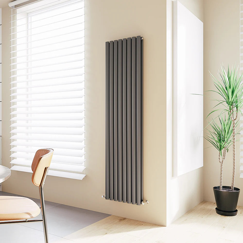 Oval Column Vertical Designer Radiator – Single or Double Panel | Premium Steel | modern Central heating Radiator | BS EN 442 Certified - Choice of Size