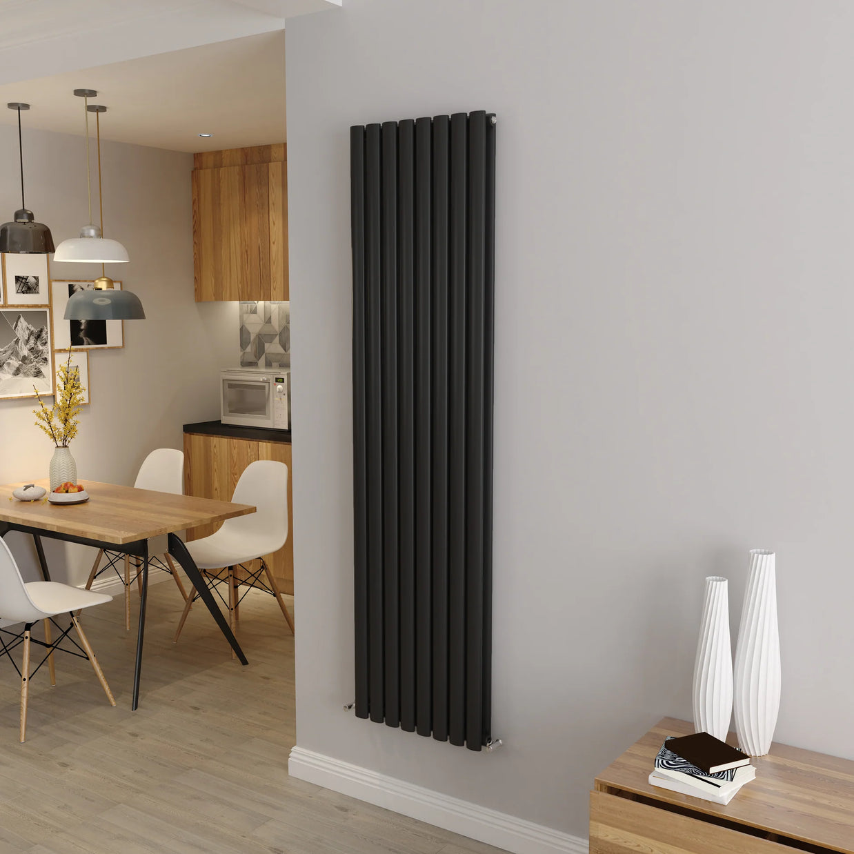Oval Column Vertical Designer Radiator – Single or Double Panel | Premium Steel | modern Central heating Radiator | BS EN 442 Certified - Choice of Size