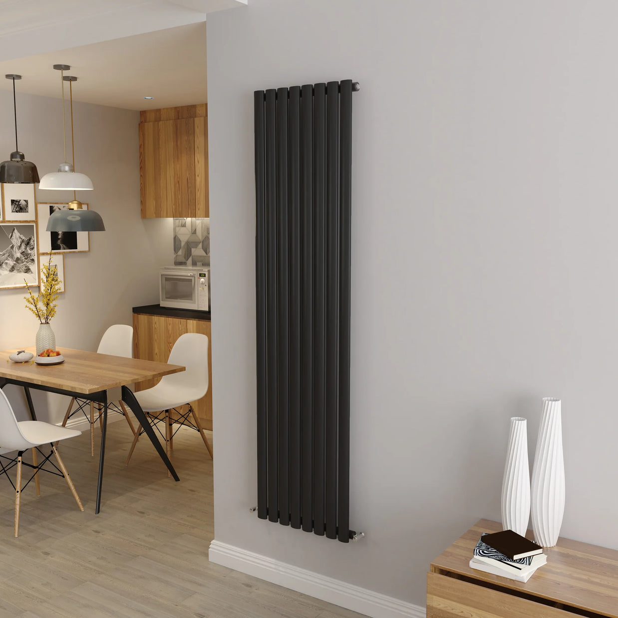 Oval Column Vertical Designer Radiator – Single or Double Panel | Premium Steel | modern Central heating Radiator | BS EN 442 Certified - Choice of Size