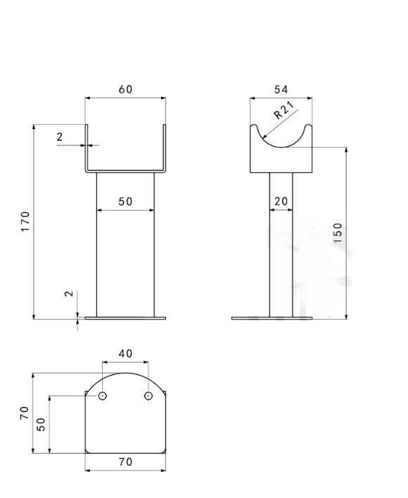 Pair of Flat / Oval Panel Radiator Support Feet | Floor-Mounted Legs for Designer Radiators