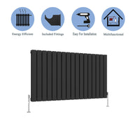 Horizontal Flat Panel Designer Radiator – Single or Double Panel | modern Central heating Radiator | BS EN 442 Certified | Wall Mounted - Choice Of Width