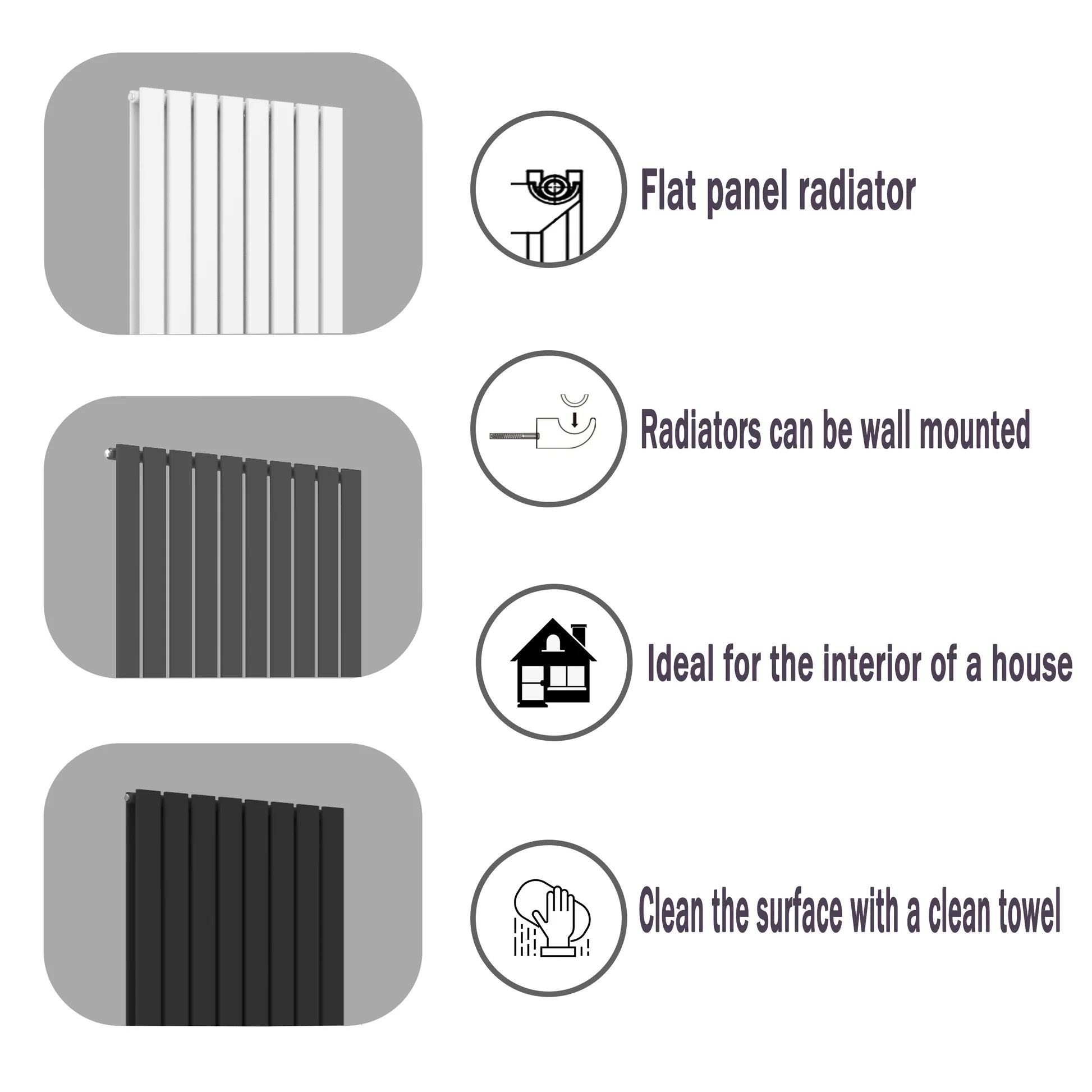 Horizontal Flat Panel Designer Radiator – Single or Double Panel | modern Central heating Radiator | BS EN 442 Certified | Wall Mounted - Choice Of Width