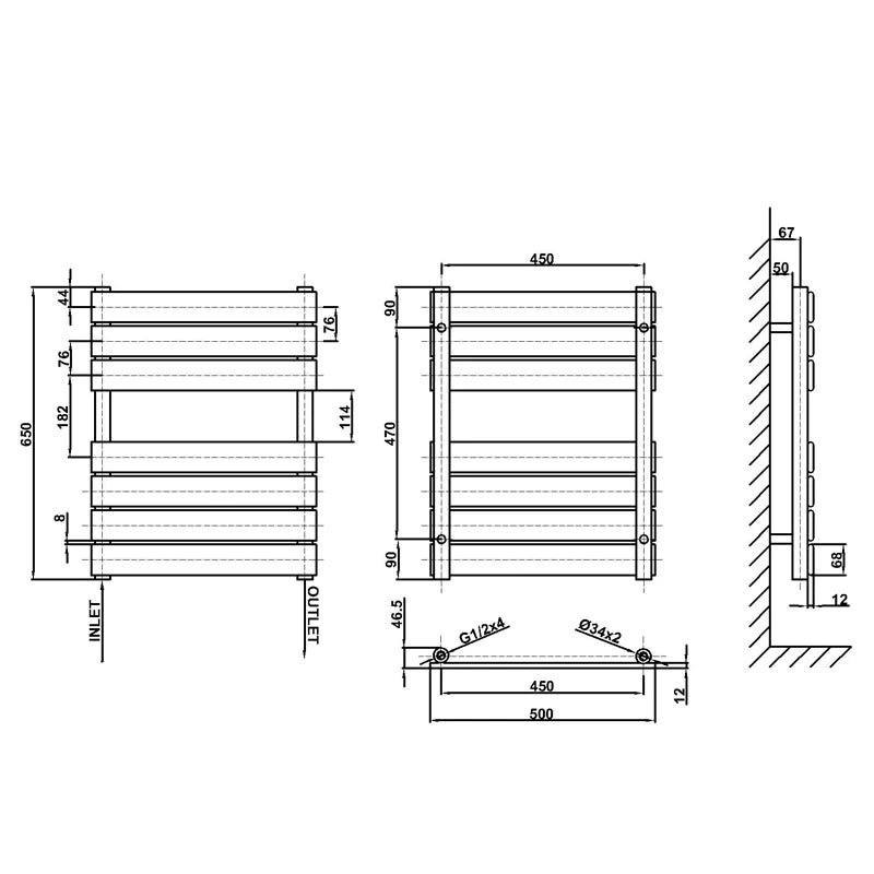 Flat Panel heated Towel Rail Radiator – Designer Finish | 1.6mm Steel | 25-Year Warranty | BS EN 442 - Choice of Size