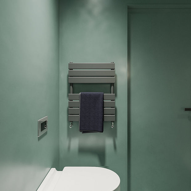Flat Panel heated Towel Rail Radiator – Designer Finish | 1.6mm Steel | 25-Year Warranty | BS EN 442 - Choice of Size