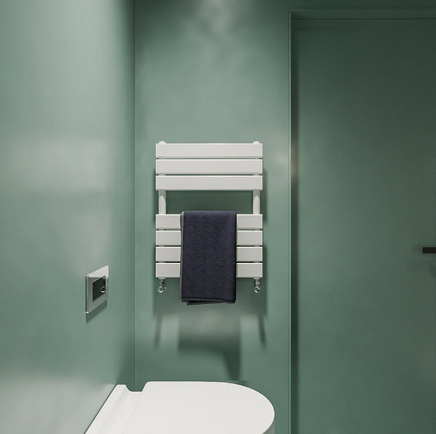 Flat Panel heated Towel Rail Radiator – Designer Finish | 1.6mm Steel | 25-Year Warranty | BS EN 442 - Choice of Size