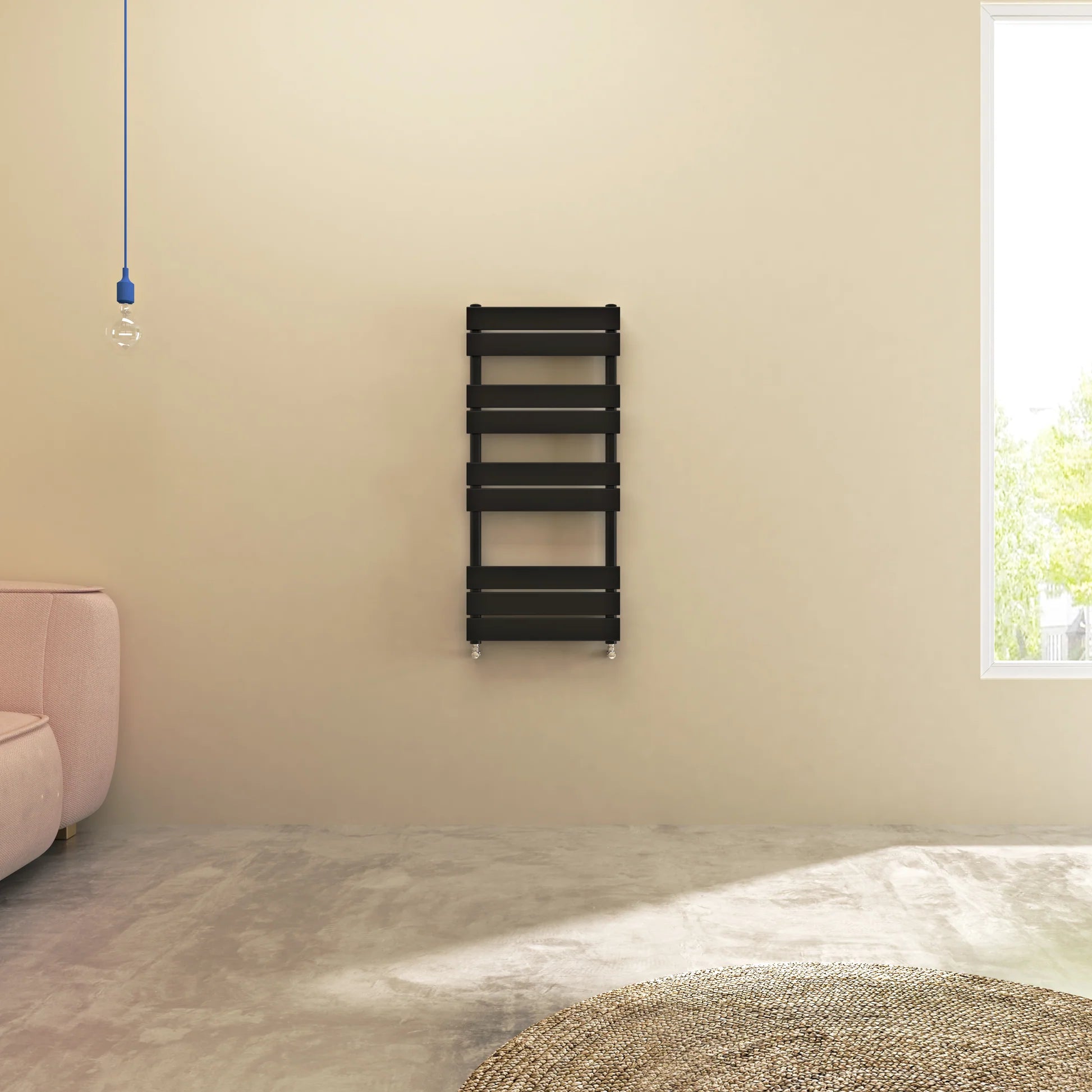 Flat Panel heated Towel Rail Radiator – Designer Finish | 1.6mm Steel | 25-Year Warranty | BS EN 442 - Choice of Size