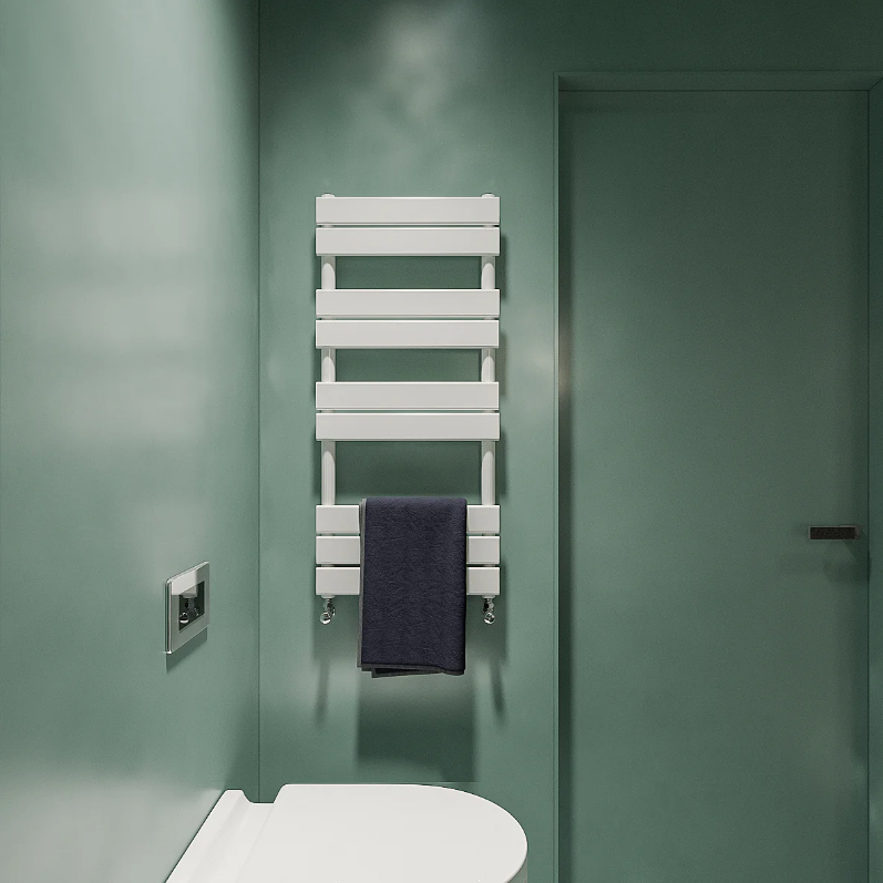 Flat Panel heated Towel Rail Radiator – Designer Finish | 1.6mm Steel | 25-Year Warranty | BS EN 442 - Choice of Size