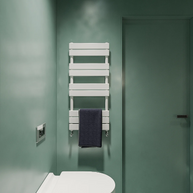 Flat Panel heated Towel Rail Radiator – Designer Finish | 1.6mm Steel | 25-Year Warranty | BS EN 442 - Choice of Size