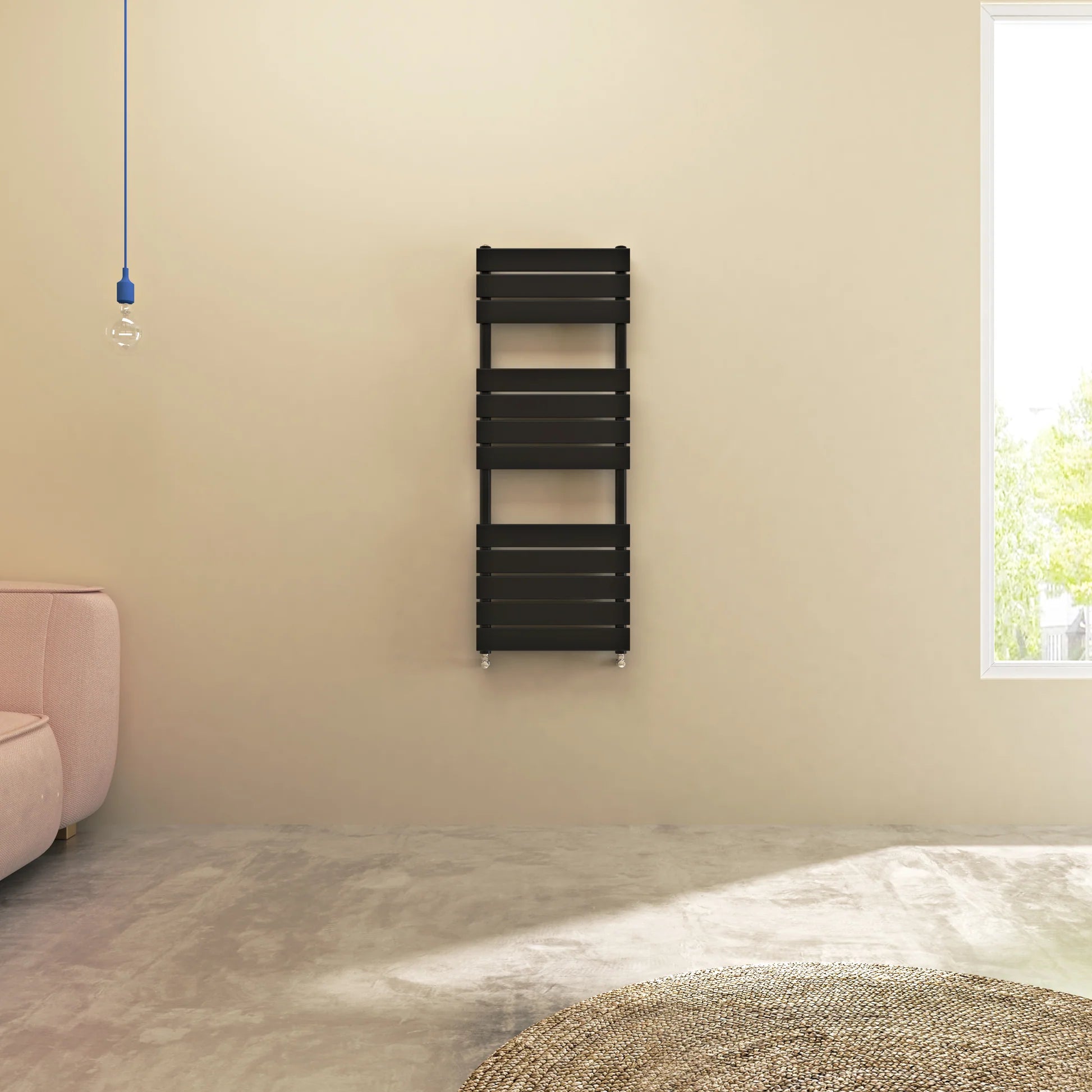 Flat Panel heated Towel Rail Radiator – Designer Finish | 1.6mm Steel | 25-Year Warranty | BS EN 442 - Choice of Size