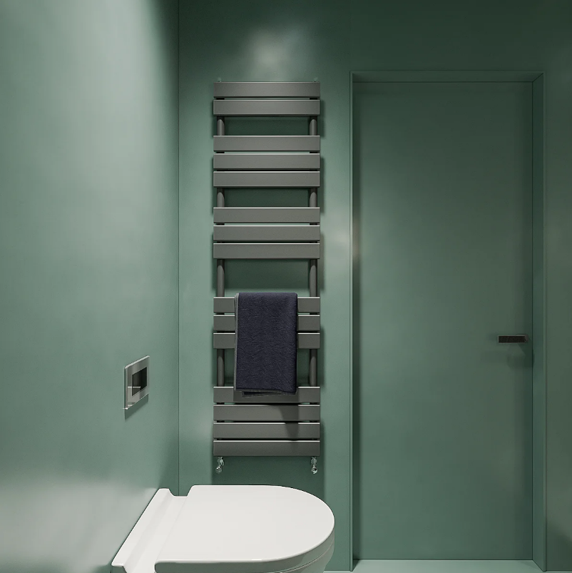 Flat Panel heated Towel Rail Radiator – Designer Finish | 1.6mm Steel | 25-Year Warranty | BS EN 442 - Choice of Size