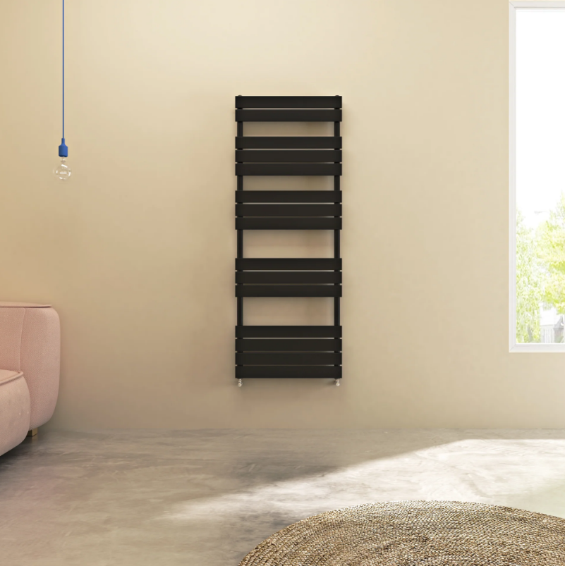 Flat Panel heated Towel Rail Radiator – Designer Finish | 1.6mm Steel | 25-Year Warranty | BS EN 442 - Choice of Size