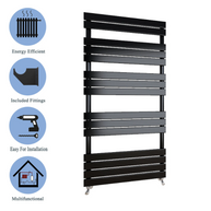 Flat Panel heated Towel Rail Radiator – Designer Finish | 1.6mm Steel | 25-Year Warranty | BS EN 442 - Choice of Size