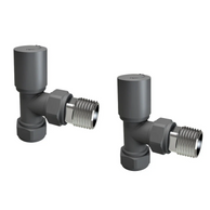 Valves - Angled Radiator Valves – 15mm BSP |  Manual Control | Brass Construction | Pair | Chrome / Anthracite