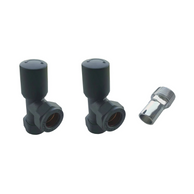 Valves - Angled Radiator Valves – 15mm BSP |  Manual Control | Brass Construction | Pair | Chrome / Anthracite