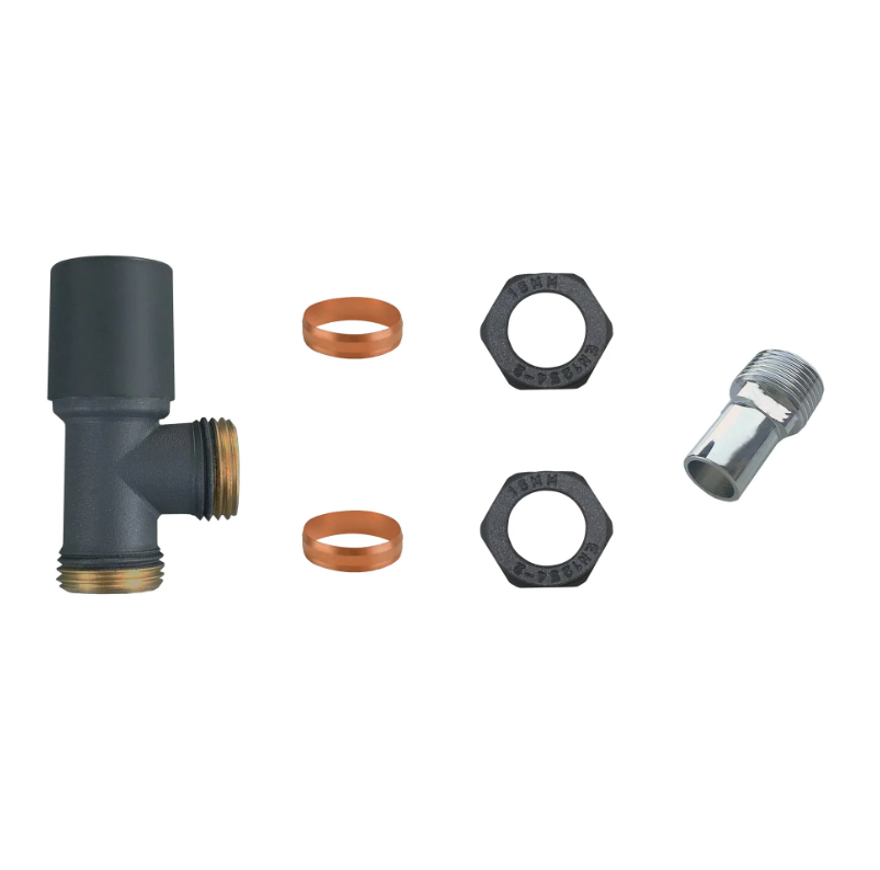 Valves - Angled Radiator Valves – 15mm BSP |  Manual Control | Brass Construction | Pair | Chrome / Anthracite