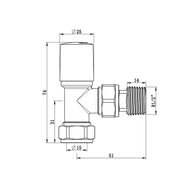 Valves - Angled Radiator Valves – 15mm BSP |  Manual Control | Brass Construction | Pair | Chrome / Anthracite