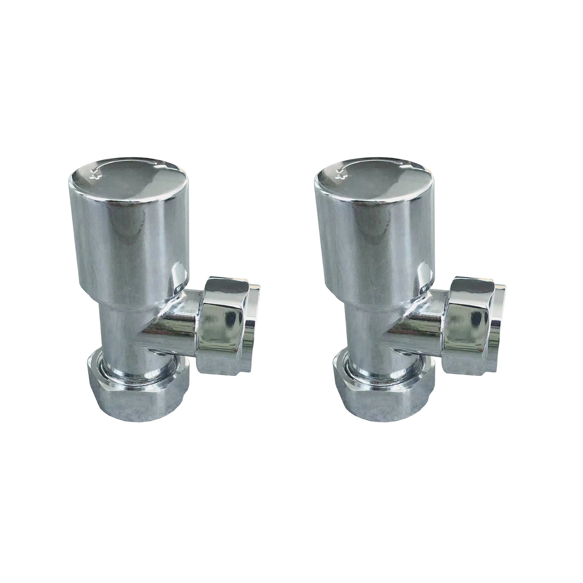Valves - Angled Radiator Valves – 15mm BSP |  Manual Control | Brass Construction | Pair | Chrome / Anthracite