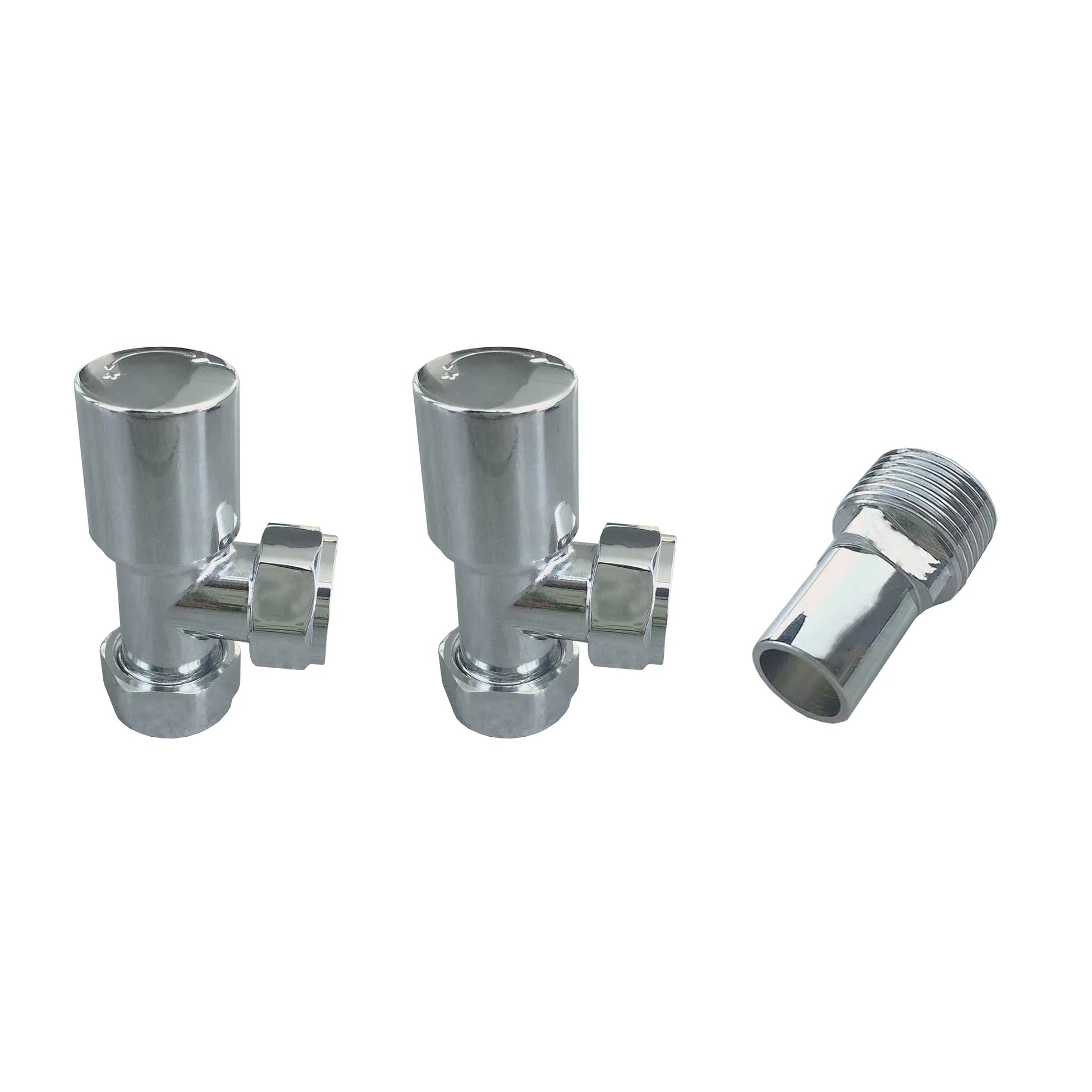 Valves - Angled Radiator Valves – 15mm BSP |  Manual Control | Brass Construction | Pair | Chrome / Anthracite