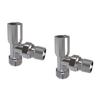Valves - Angled Radiator Valves – 15mm BSP |  Manual Control | Brass Construction | Pair | Chrome / Anthracite