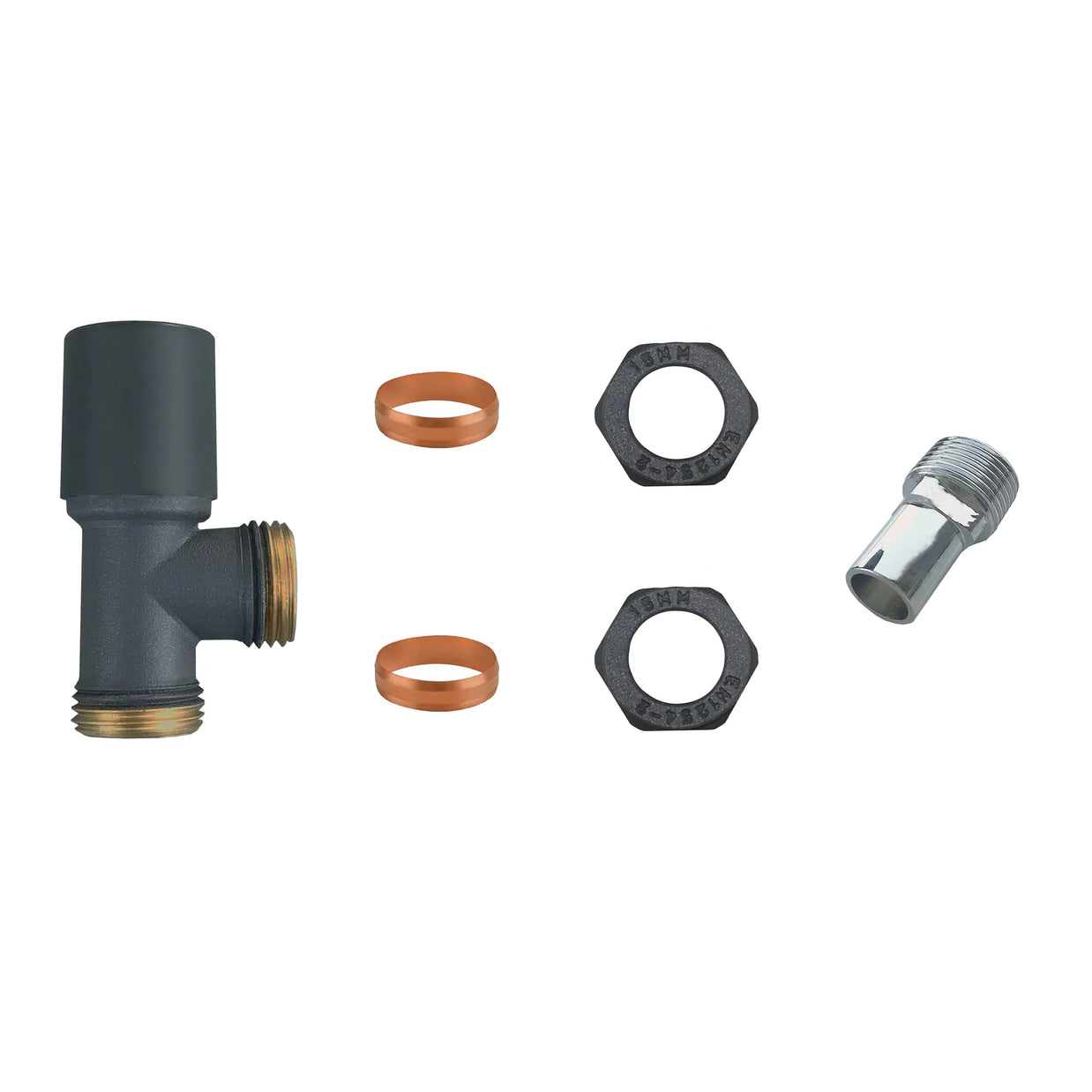 Thermostatic Angled Radiator Valves – 15mm BSP | modern TRV & Lockshield Set